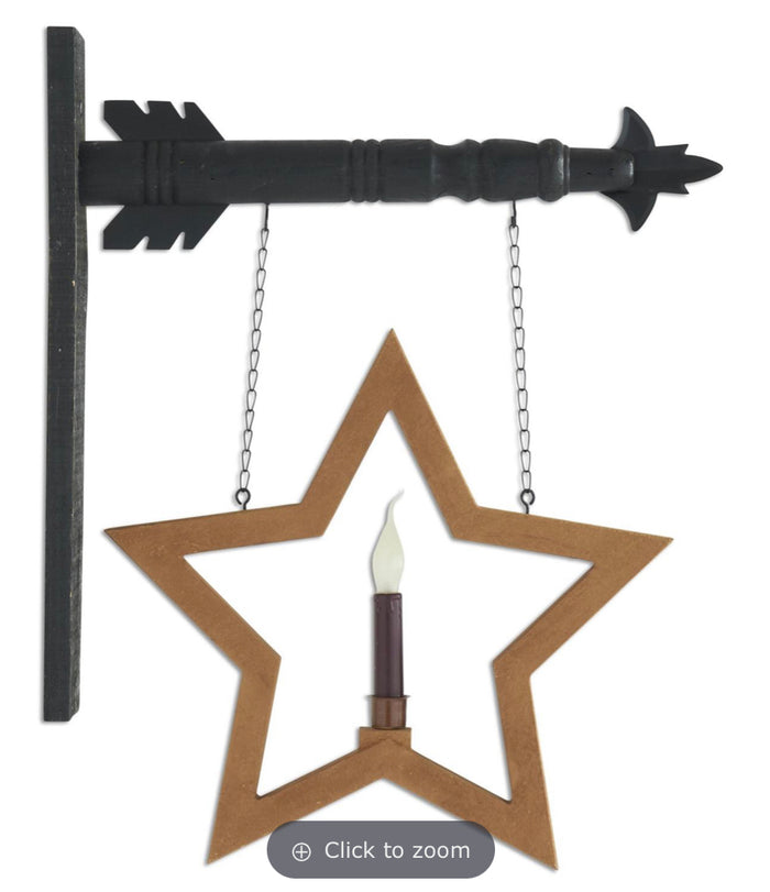 14 INCH WOOD STAR Cutout with LED Flicker Candle Arrow Replacement