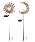 29" Solar Garden Stake, Sun OR Moon with Glass Crackle Ball