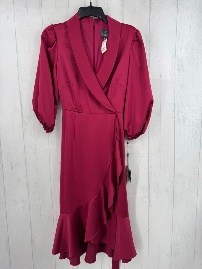 4 crossover ruffled 3/4 slv dress