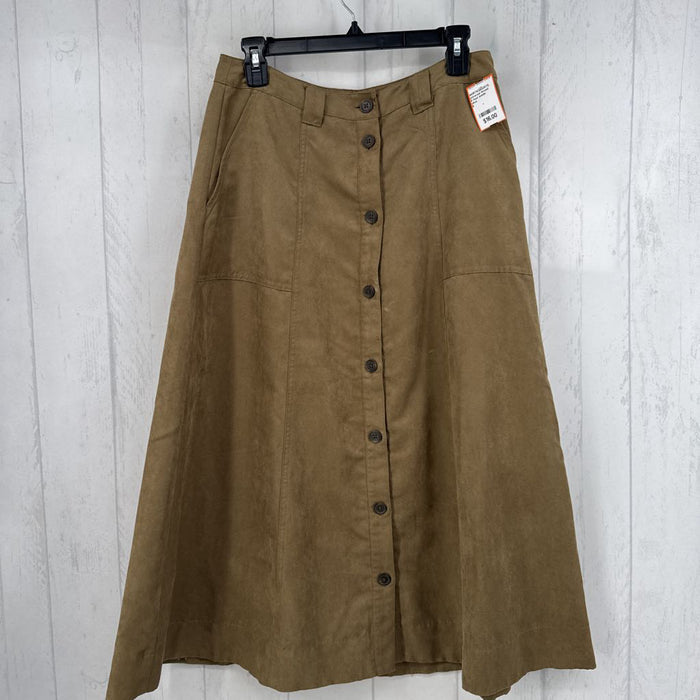 8 faux suede button down skirt