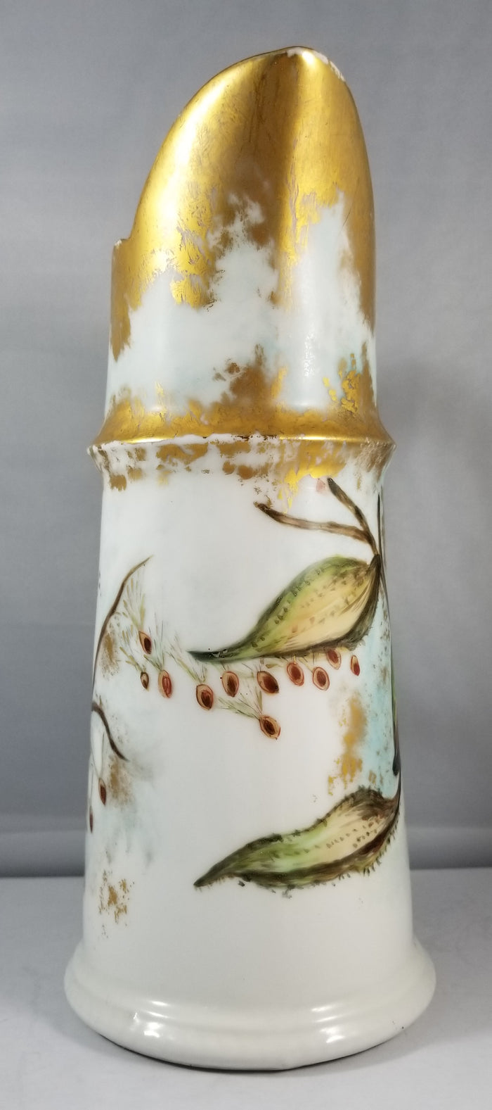 Antique T&V Limoges French Porcelain Tankard Pitcher | Hand Painted Thistle Jug Vase