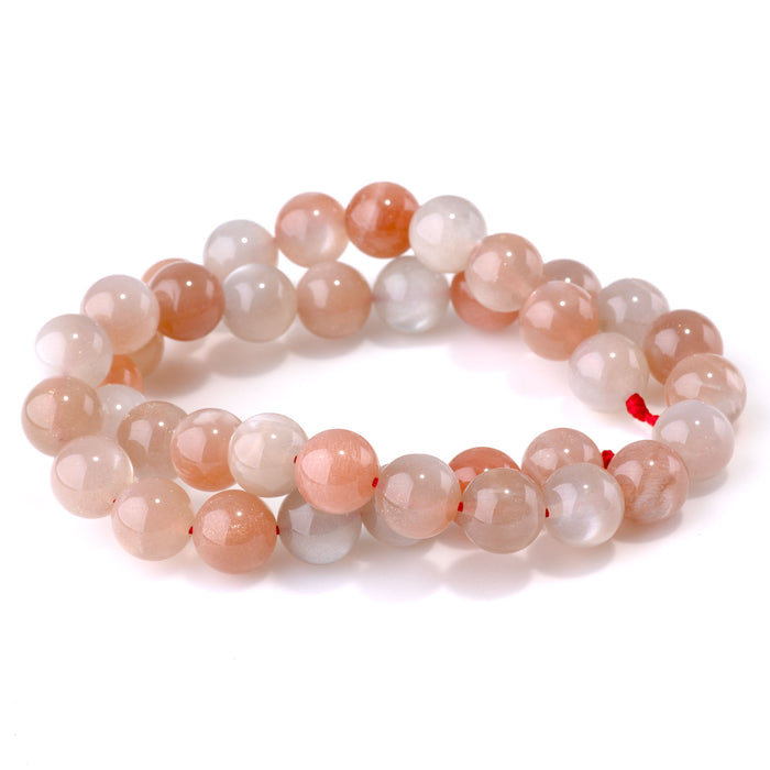 This is a Dakota Stones 10mm Bicolor Moonstone Gemstone strand with AA grade round beads in 15-16 inch strand.