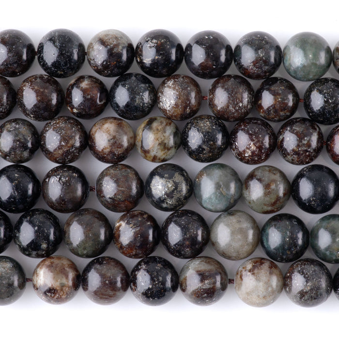 This is a Dakota Stones 10mm Black Lepidolite Gemstone strand with round beads in 15-16 inch strand.