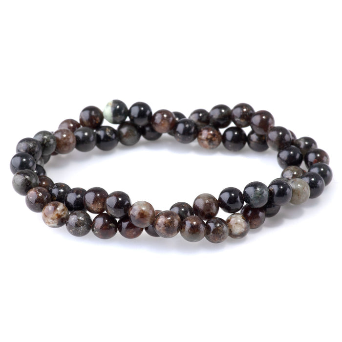 This is a Dakota Stones 6mm Black Lepidolite Gemstone strand with round beads in 15-16 inch strand.