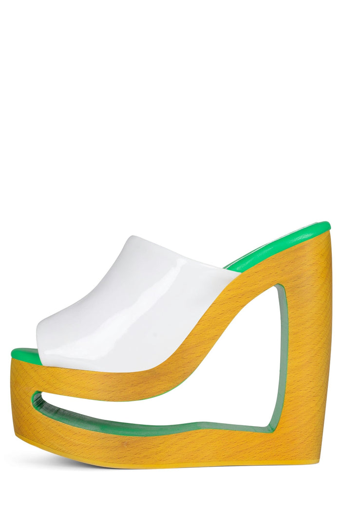 BLAZER-2 Platform Sandal White Patent Green
