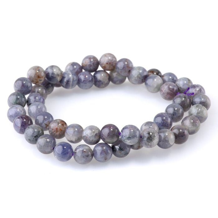 This is a Dakota Stones 8mm Bloody Iolite Gemstone strand with round beads in 15-16 inch strand.
