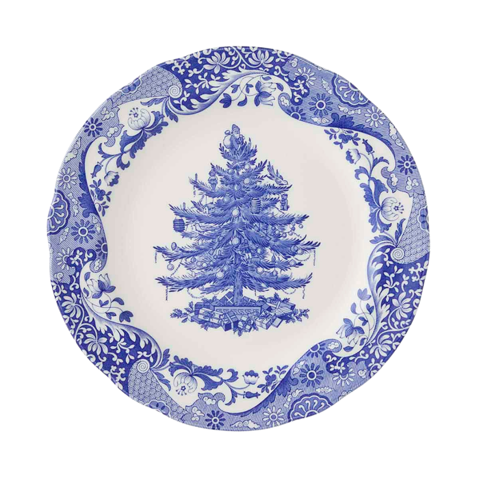 Blue Italian Christmas Tree Salad/Dessert Plate