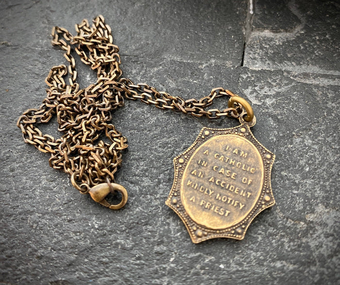 Brass St Christopher Men's Necklace: 20"