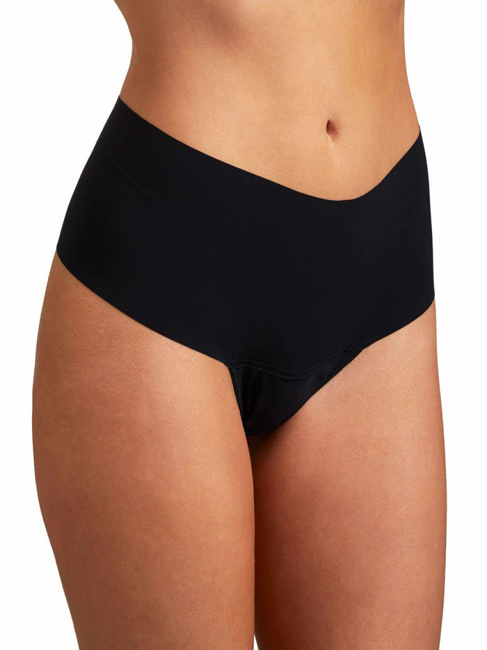 Black BreatheSoft™ High Rise Thong - Front View On Model | Hanky Panky
