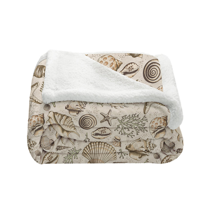 Brown Seashells Bedspread Blanket