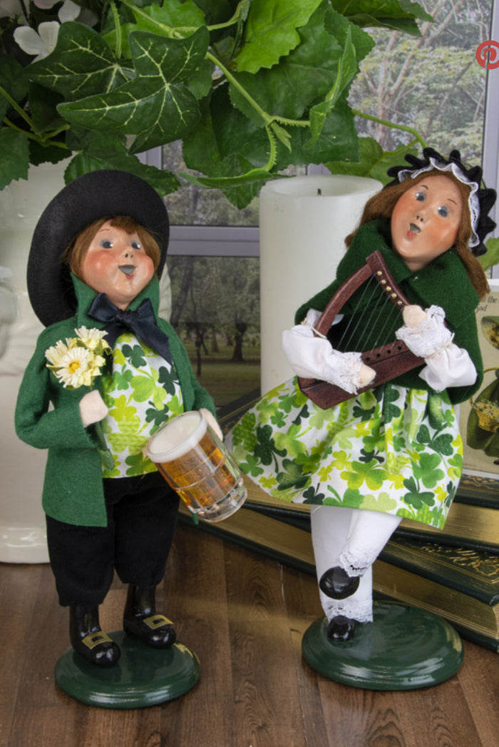 BYERS CHOICE IRISH GIRL with Harp