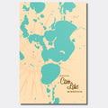 Cass Lake Minnesota, Lake Map Canvas Print