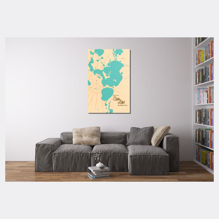 Cass Lake Minnesota, Lake Map Canvas Print