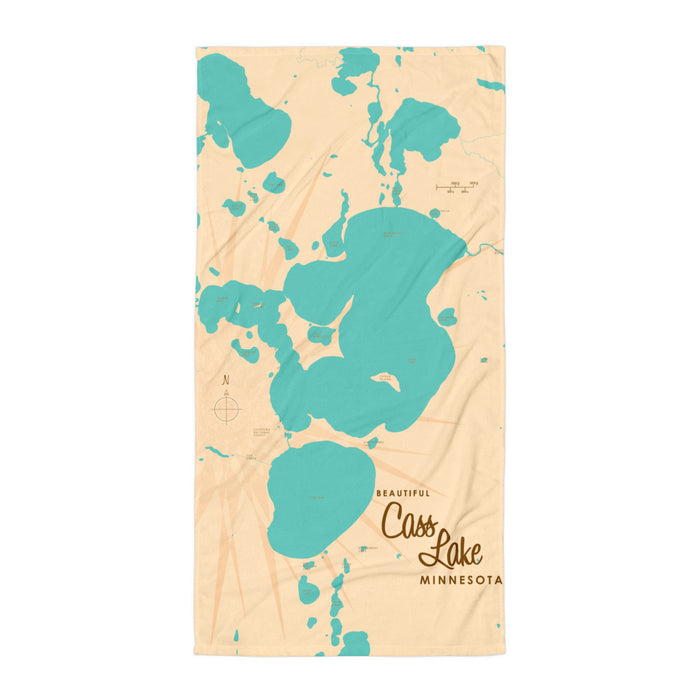 Cass Lake Minnesota Map Beach Towel