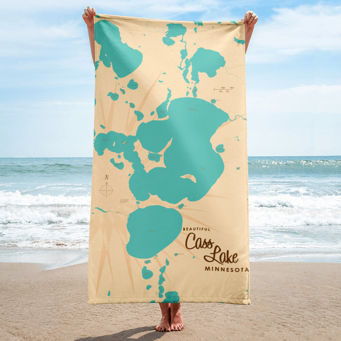 Cass Lake Minnesota Map Beach Towel