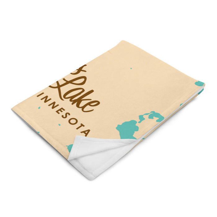 Cass Lake Minnesota Map Throw Blanket