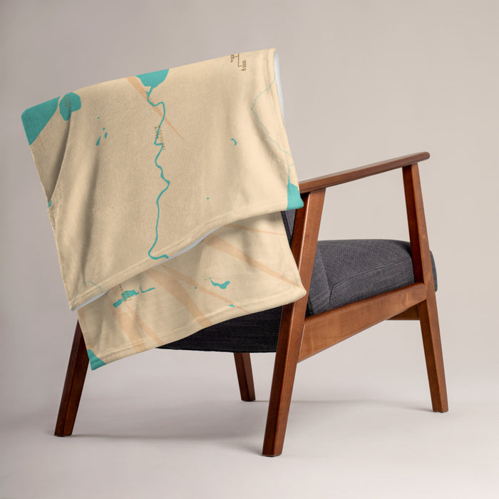 Cass Lake Minnesota Map Throw Blanket