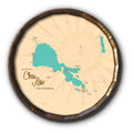 Clear Lake California, Barrel End Map Art