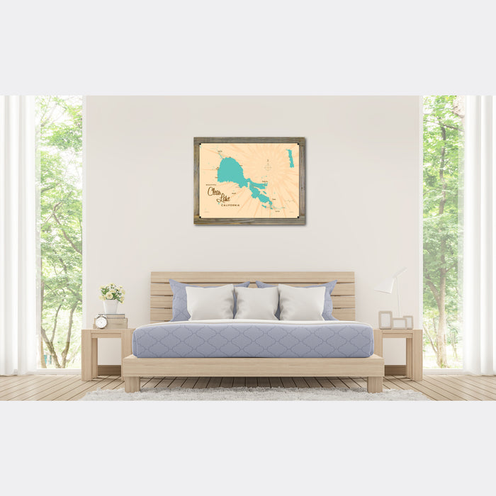 Clear Lake California, Wood-Mounted Metal Sign Map Art