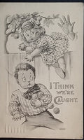 Comical Postcard Children Stealing Fruit From Apple Tree Gartner Bender Monochromatic Card