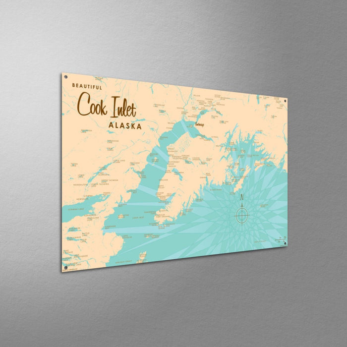 Cook Inlet Alaska, Metal Sign Map Art