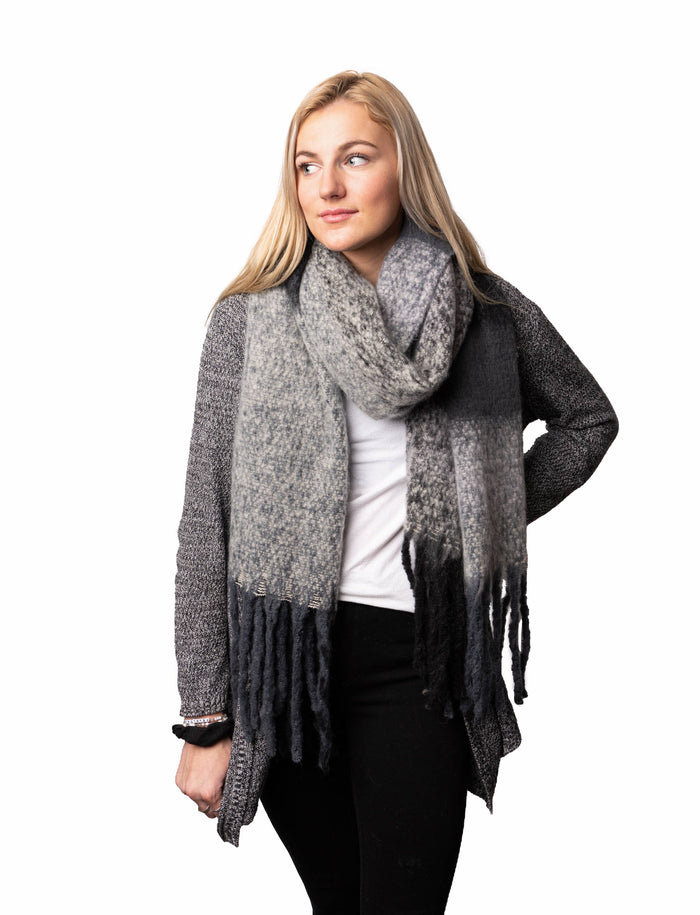 Cozy Scarf - Over-sized Black Gray & White