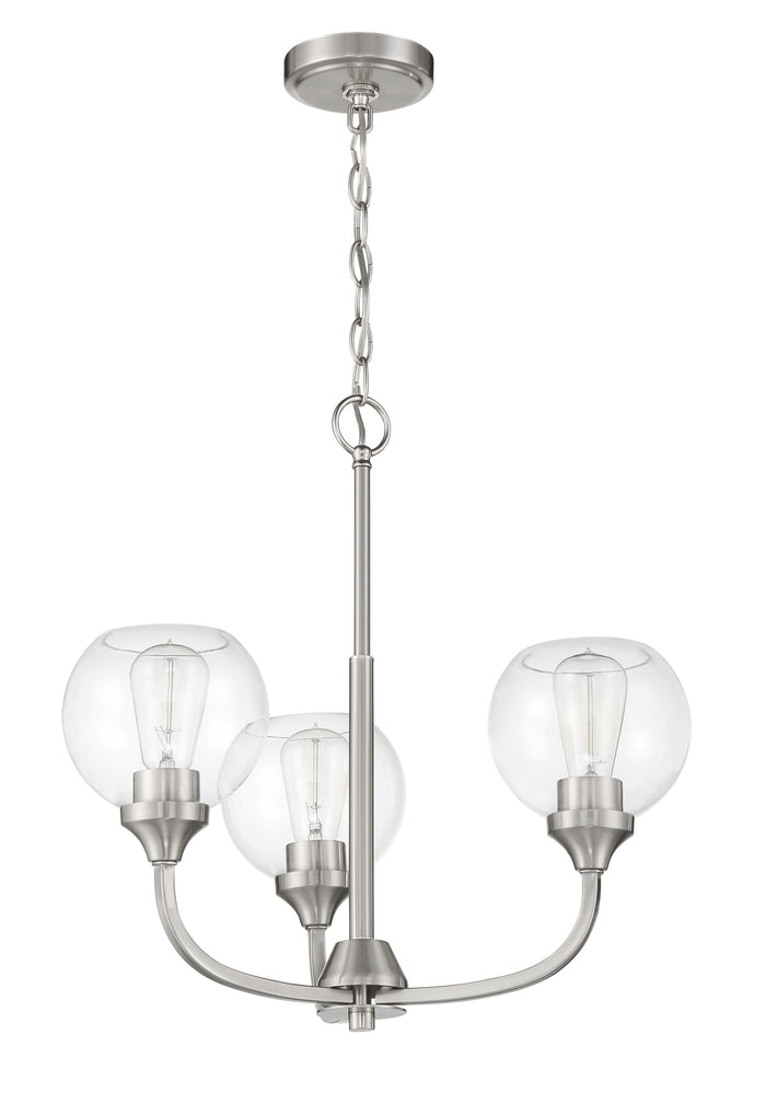 Craftmade 56223-BNK Glenda 3 Light Chandelier -Brushed Polished Nickel - ALCOVE LIGHTING