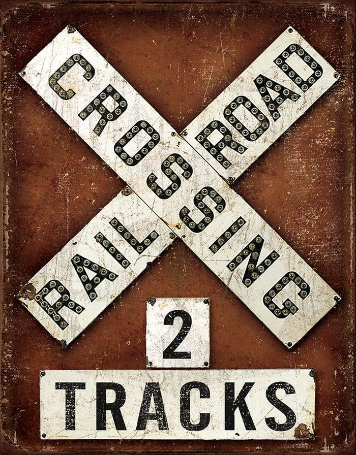 Desperate Enterprises - Railroad Crossing Tin Sign
