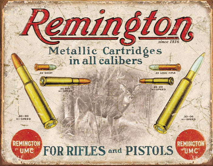 Desperate Enterprises - REM - For Rifles &amp; Pistols Tin Sign