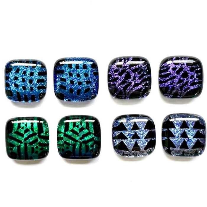 Dichroic Glass Post Earrings - Cool Colors by Glass Town USA