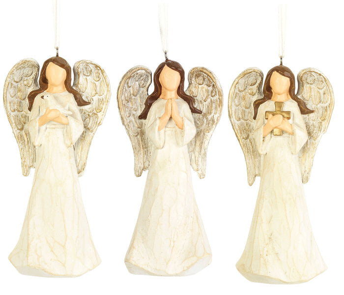 Dicksons - ANGEL ORNAMENT WOOD LOOK 3 ASSTED 5"H