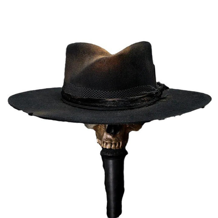 Distressed Fedora Featuring Rope and Playing Card