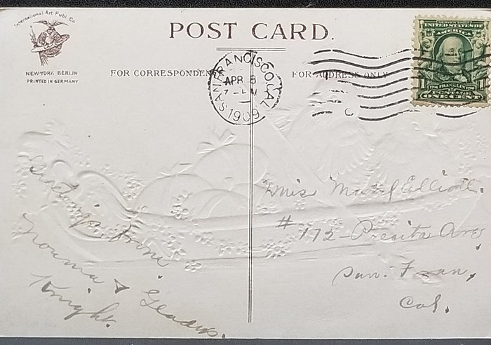 Easter Postcard Ellen Clapsaddle Anthropomorphic Baby Chicks Singing in Row Boat with Flowers