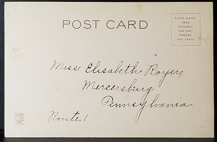 Easter Postcard Two Cherubs Shooting Arrow Through Ribbon Holding Egg