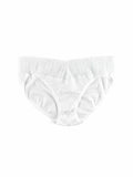ECO Rx™ V-Kini White Ribbed V-Kini Panty with Lace Trim - Flat Lay Front Detail | Hanky Panky