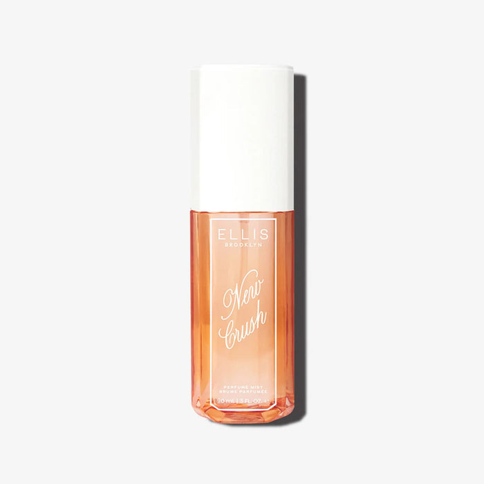 Ellis Brooklyn New Crush perfume mist bottle on an off-white background.