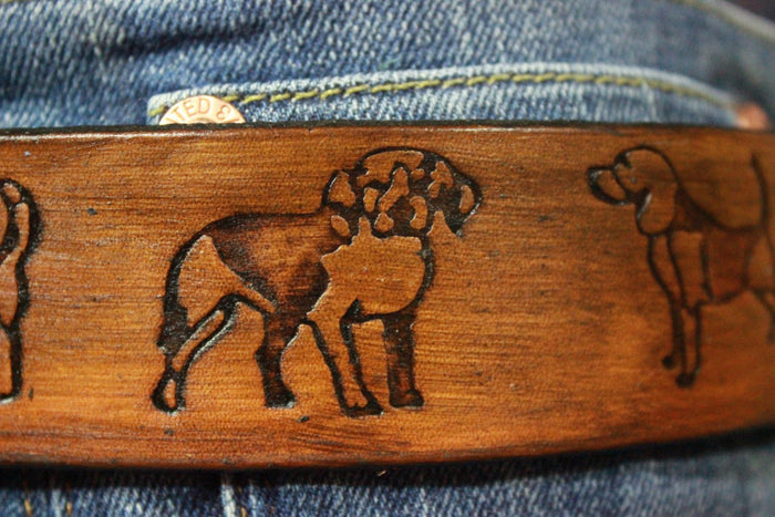 Embossed Puppy Pattern Belt