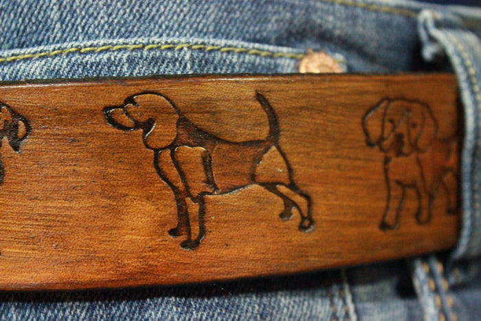 Embossed Puppy Pattern Belt