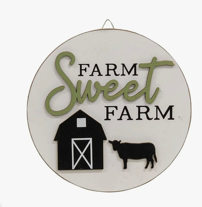 FARM SWEET FARM Round Easel Sign