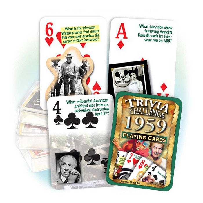 Flickback - 1959 Trivia Challenge Playing Cards: Happy Birthday or Anniversary Gift