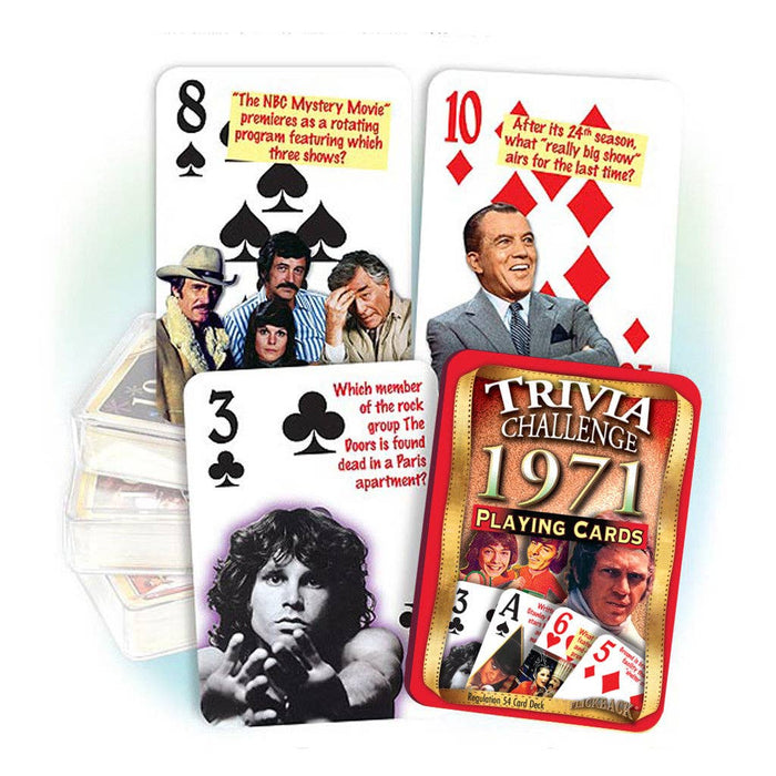 Flickback - 1971 Trivia Challenge Playing Cards: 50th Birthday or Anniversary Gift