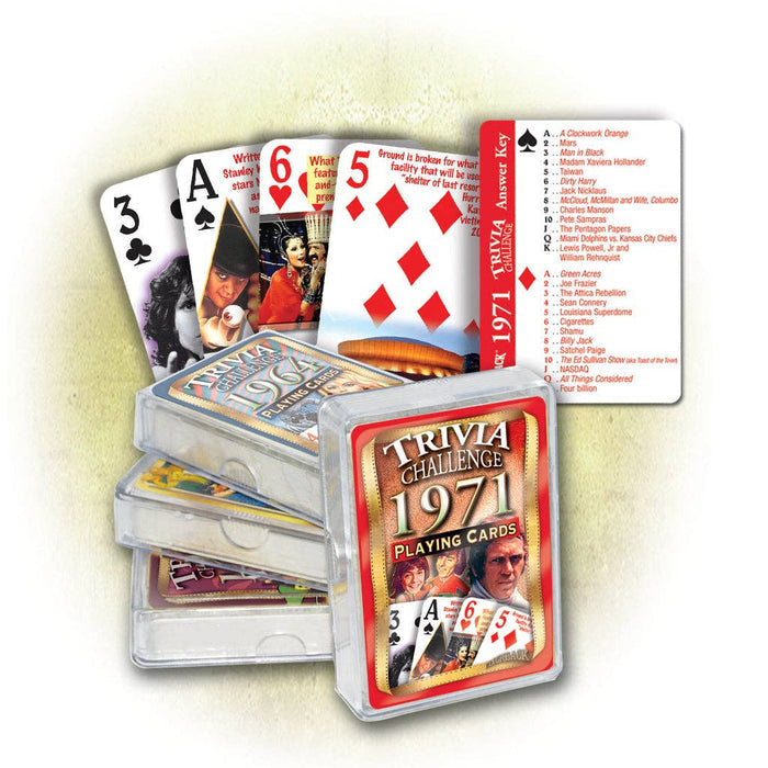 Flickback - 1971 Trivia Challenge Playing Cards: 50th Birthday or Anniversary Gift