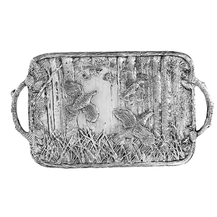 Garden Quail Tray with Twig Handles