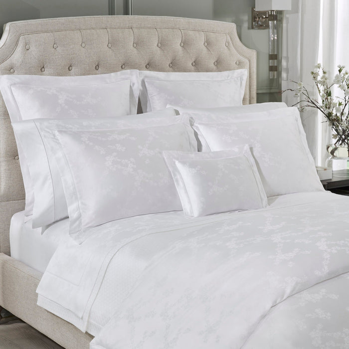 Sferra White Sateen Jacquard Natura Sheets, Duvet Cover and Shams