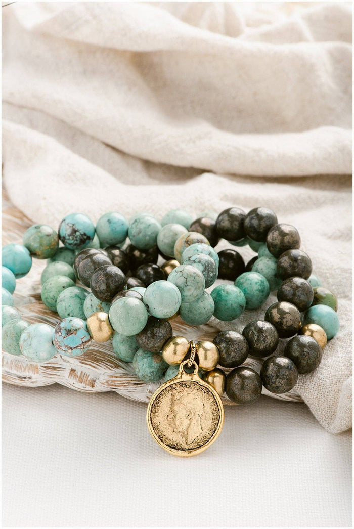 Grace Girl Beads - Gemstone Stretch Bracelets PYRITE