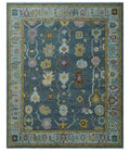 Hand Knotted Charcoal and Brown Vibrant colorful Oushak Wool Area Rug
