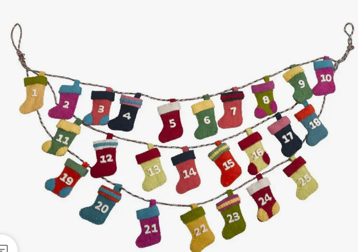 Handmade Hand Felted Wool Little Stockings Advent Calendar