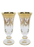 Side view of Interglass Italy gold-plated crystal champagne glass showing full height and slender silhouette