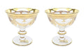 Side view of Interglass Italy stemmed crystal compote bowl showing elegant curved silhouette and gold detailing