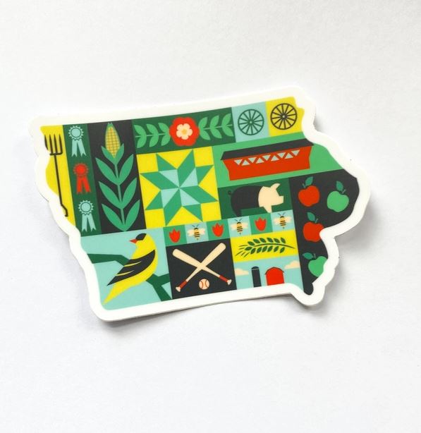 Iowa Quilt Pattern Sticker by Bottlebrush Graphics